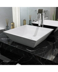 Lavabo carrée Céramique Blanc 41,5 x 41,5 x 12 cm | Mobilier & Déco