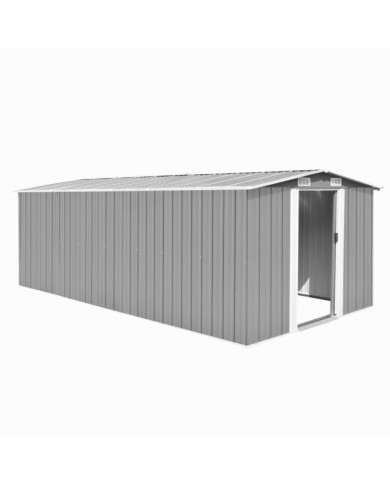 Abri de jardin 257x489x181 cm Métal Gris | Mobilier & Déco