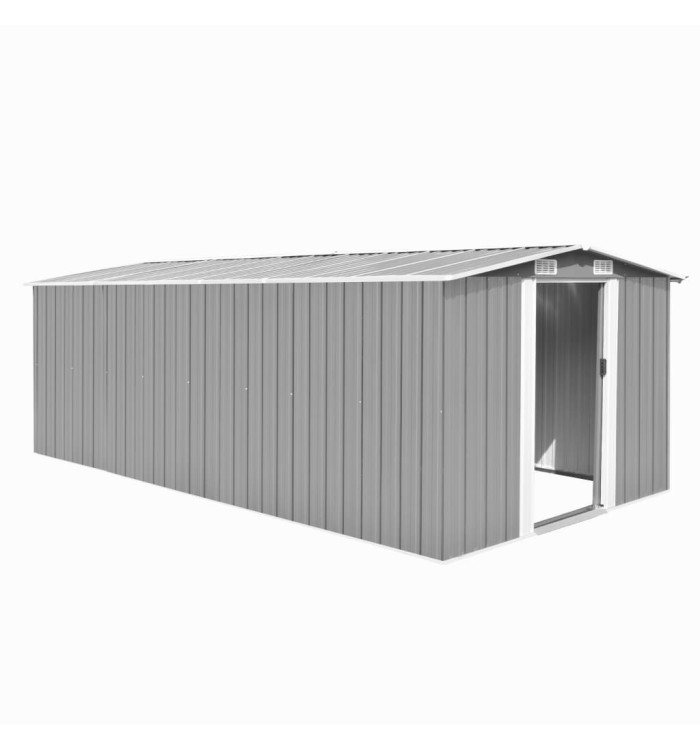 Abri de jardin 257x489x181 cm Métal Gris | Mobilier & Déco