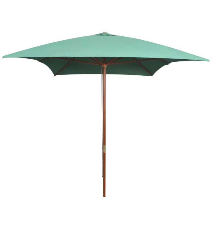 Parasol avec poteau en bois 200 x 300 cm Vert | Mobilier & Déco