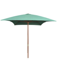 Parasol avec poteau en bois 200 x 300 cm Vert | Mobilier & Déco