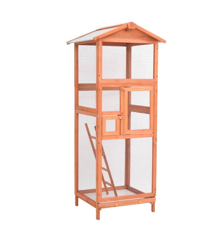 Cage à oiseaux 68x62x166 cm bois de sapin massif | Mobilier & Déco