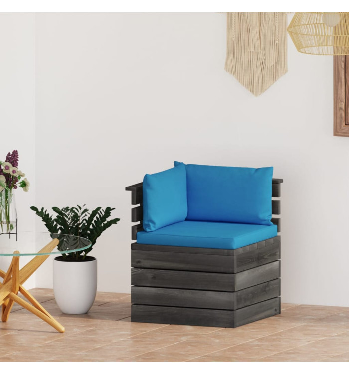 Canapé d'angle palette de jardin avec coussins Bois de pin | Mobilier & Déco