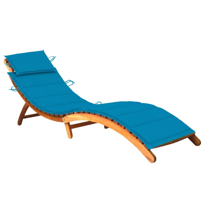 Chaise longue de jardin avec coussin Bois d'acacia solide | Mobilier & Déco