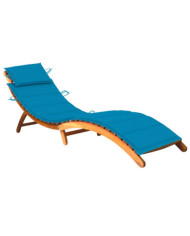 Chaise longue de jardin avec coussin Bois d'acacia solide | Mobilier & Déco
