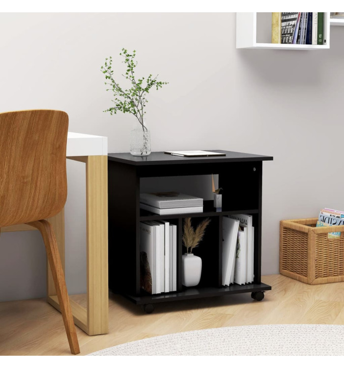 Armoire à roulettes Noir 60x45x60 cm Bois d’ingénierie | Mobilier & Déco