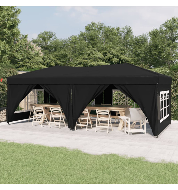 Tente de réception pliable avec parois Noir 3x6 m | Mobilier & Déco