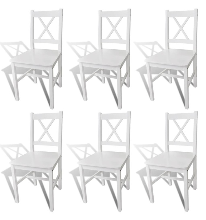 Chaises à manger lot de 6 blanc pinède | Mobilier & Déco