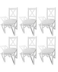 Chaises à manger lot de 6 blanc pinède | Mobilier & Déco