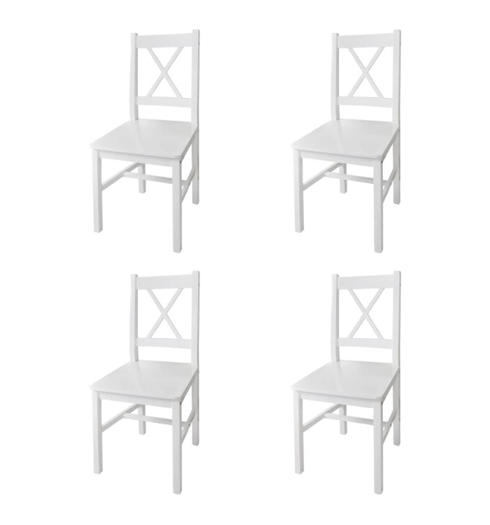 Chaises à manger lot de 4 blanc bois de pin | Mobilier & Déco