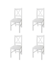 Chaises à manger lot de 4 blanc bois de pin | Mobilier & Déco