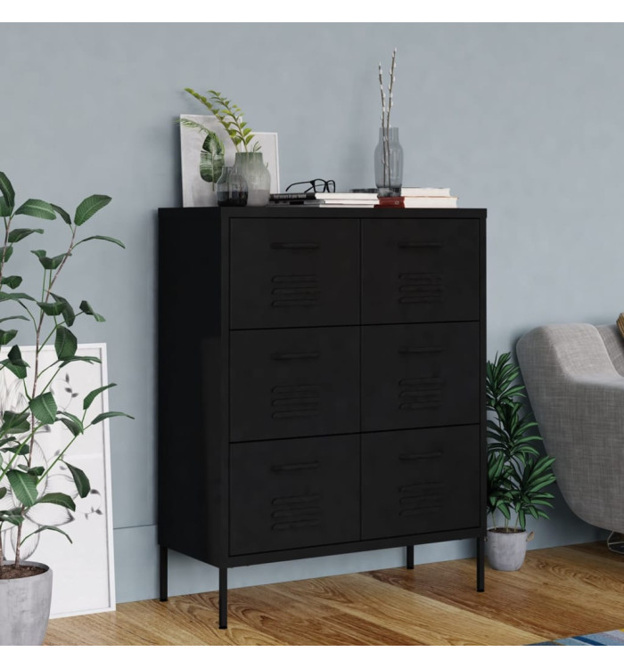 Armoire à tiroirs Noir 80x35x101,5 cm Acier | Mobilier & Déco