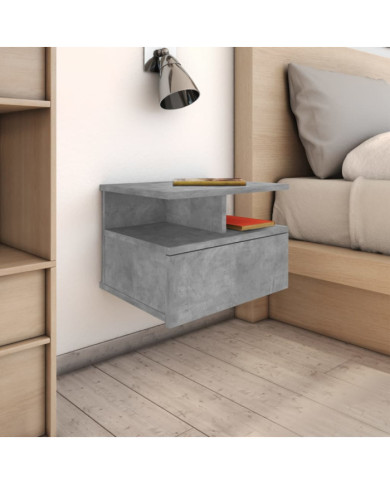 Table de chevet flottante Gris béton Bois d'ingénierie | Mobilier & Déco