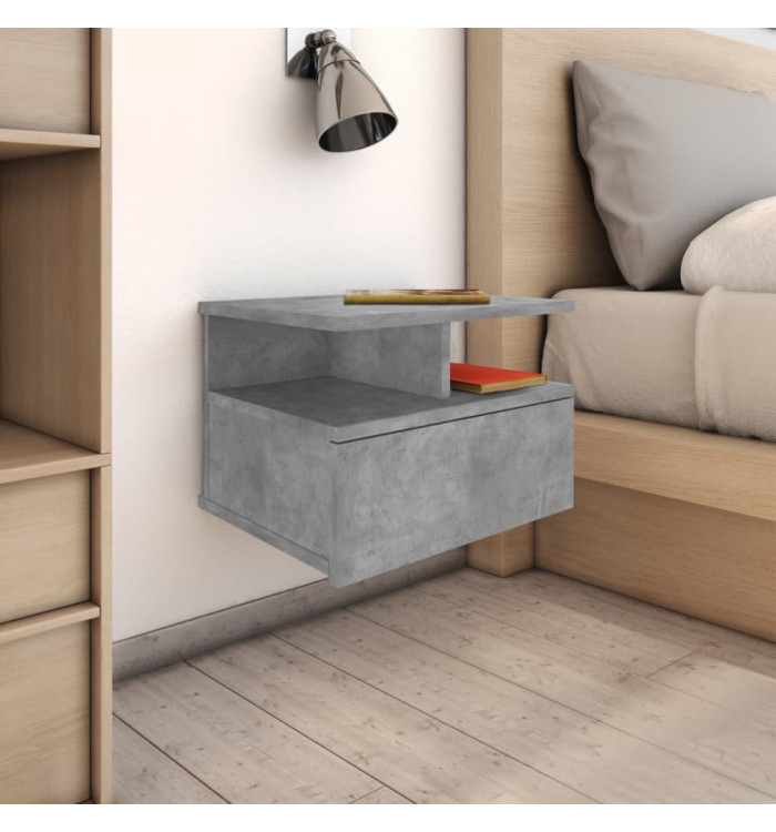 Table de chevet flottante Gris béton Bois d'ingénierie | Mobilier & Déco