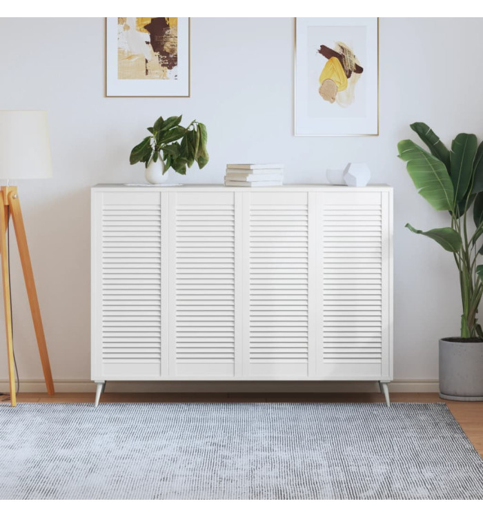 Portes d'armoire à persiennes 4pcs blanc 99,3x39,4cm pin massif | Mobilier & Déco
