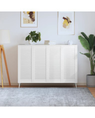 Portes d'armoire à persiennes 4pcs blanc 99,3x39,4cm pin massif | Mobilier & Déco