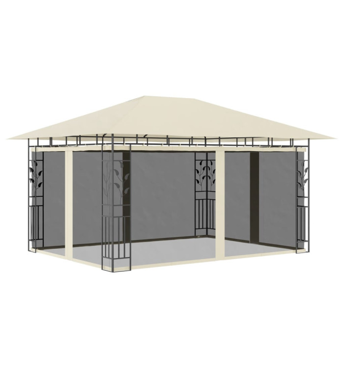Belvédère avec moustiquaire 4x3x2,73 m Crème 180 g/m² | Mobilier & Déco