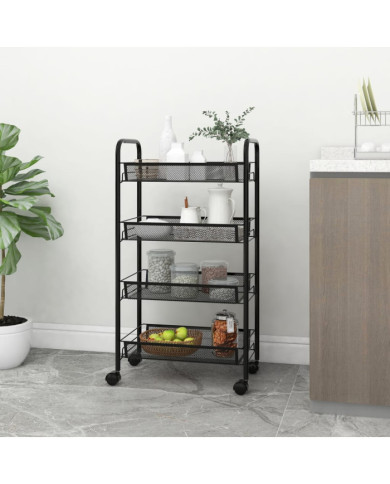 Chariot de cuisine à 4 niveaux Noir 46x26x85 cm Fer | Mobilier & Déco