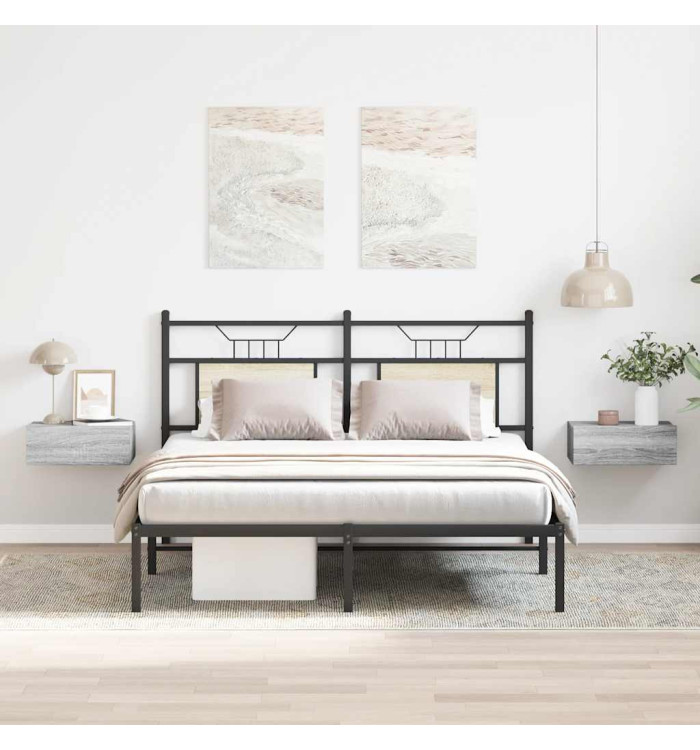 Tables de chevet flottantes 2 pcs Sonoma gris 40x30x15 cm | Mobilier & Déco