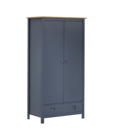 Garde-robe à 2 portes Hill Gris 89x50x170cm Bois de pin solide | Mobilier & Déco