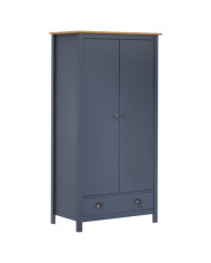 Garde-robe à 2 portes Hill Gris 89x50x170cm Bois de pin solide | Mobilier & Déco