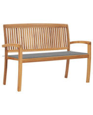 Banc de jardin empilable et coussin 128,5cm Bois de teck massif | Mobilier & Déco