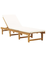 Chaise longue pliante avec coussin Bois d'acacia solide | Mobilier & Déco