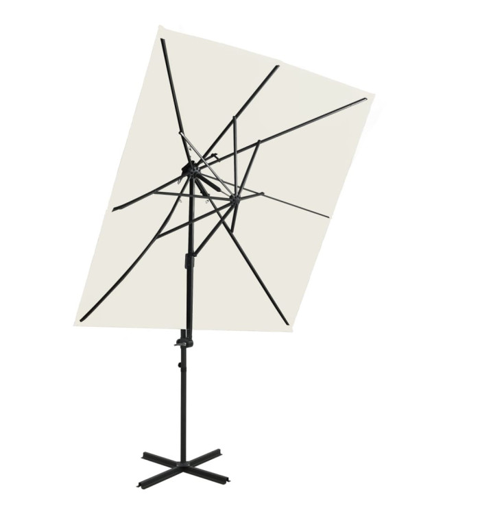 Parasol de jardin en porte-à-faux à double toit Sable 250x250cm | Mobilier & Déco