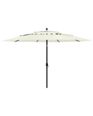 Parasol de jardin à 3 niveaux avec mât en aluminium sable 3,5 m | Mobilier & Déco