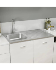 Jeu d'évier de cuisine et égouttoir argenté 1000x600x155mm inox | Mobilier & Déco
