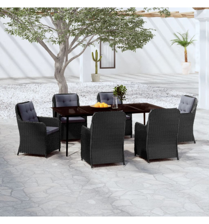 Ensemble à manger de jardin 7 pcs Noir | Mobilier & Déco