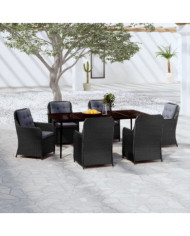 Ensemble à manger de jardin 7 pcs Noir | Mobilier & Déco