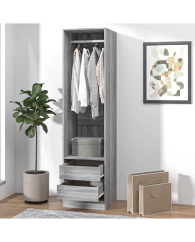 Armoire avec tiroirs Sonoma gris 50x50x200 cm Bois d'ingénierie | Mobilier & Déco