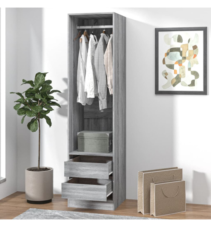 Armoire avec tiroirs Sonoma gris 50x50x200 cm Bois d'ingénierie | Mobilier & Déco