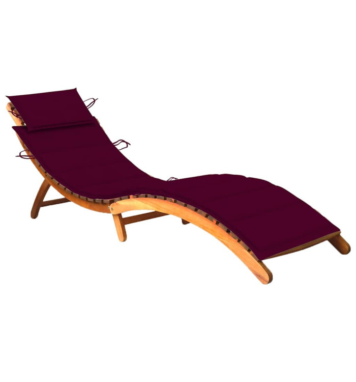 Chaise longue de jardin avec coussin Bois d'acacia solide | Mobilier & Déco