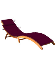 Chaise longue de jardin avec coussin Bois d'acacia solide | Mobilier & Déco