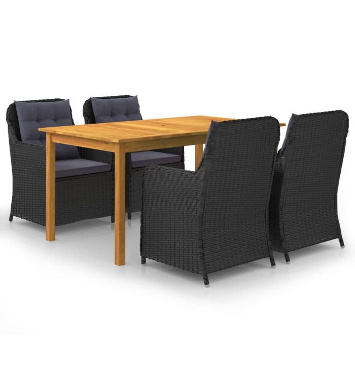 Ensemble à manger de jardin 5 pcs Noir | Mobilier & Déco