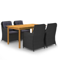 Ensemble à manger de jardin 5 pcs Noir | Mobilier & Déco