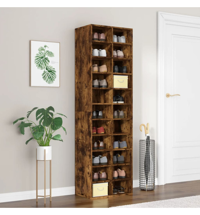 Meuble à chaussures Chêne fumé 54x34x183 cm Bois d'ingénierie | Mobilier & Déco