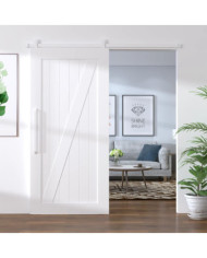 Kit de quincaillerie de porte coulissante 183 cm Acier Blanc | Mobilier & Déco