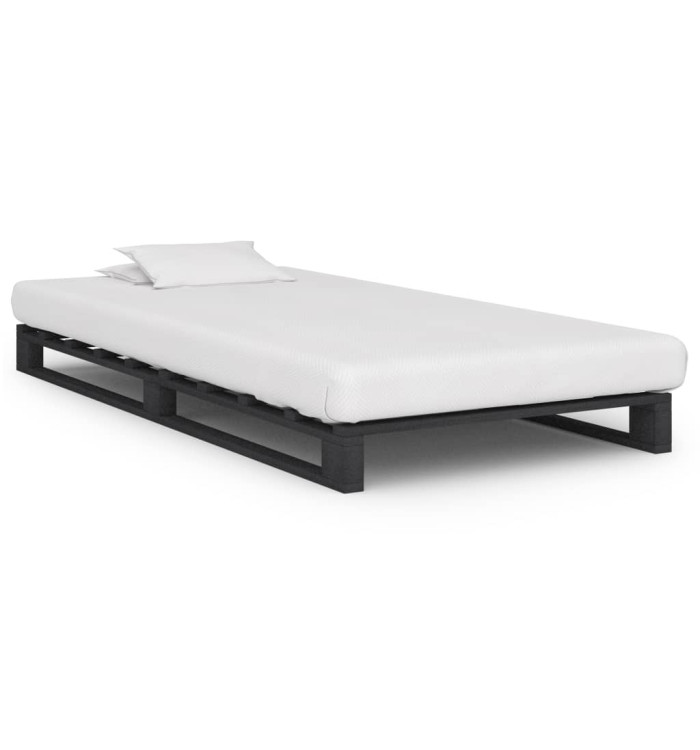 Cadre de lit de palette sans matelas gris 100x200cm bois massif | Mobilier & Déco