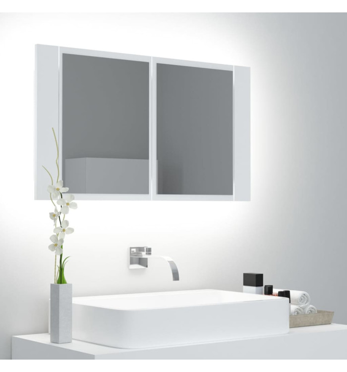 Armoire salle de bain à miroir LED Blanc 80x12x45 cm Acrylique | Mobilier & Déco