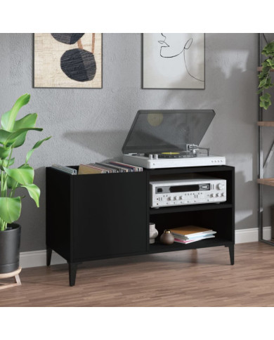Armoire à disques noir 84,5x38x48 cm bois d'ingénierie | Mobilier & Déco