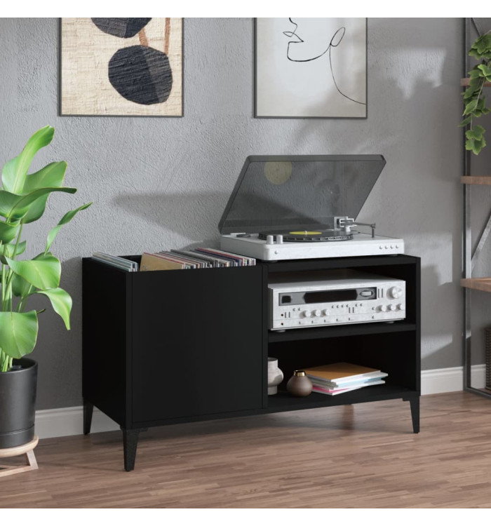 Armoire à disques noir 84,5x38x48 cm bois d'ingénierie | Mobilier & Déco