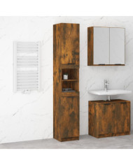 Armoire de bain Chêne fumé 32x34x188,5 cm Bois d'ingénierie | Mobilier & Déco