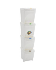 Poubelles à ordures empilables 4 pcs Blanc 100 L Polypropylène | Mobilier & Déco
