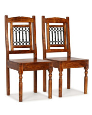 Chaises à manger lot de 2 Bois finition couleur miel classique | Mobilier & Déco