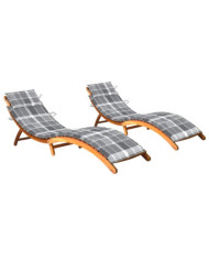 Chaises longues lot de 2 avec coussins Bois d'acacia solide | Mobilier & Déco