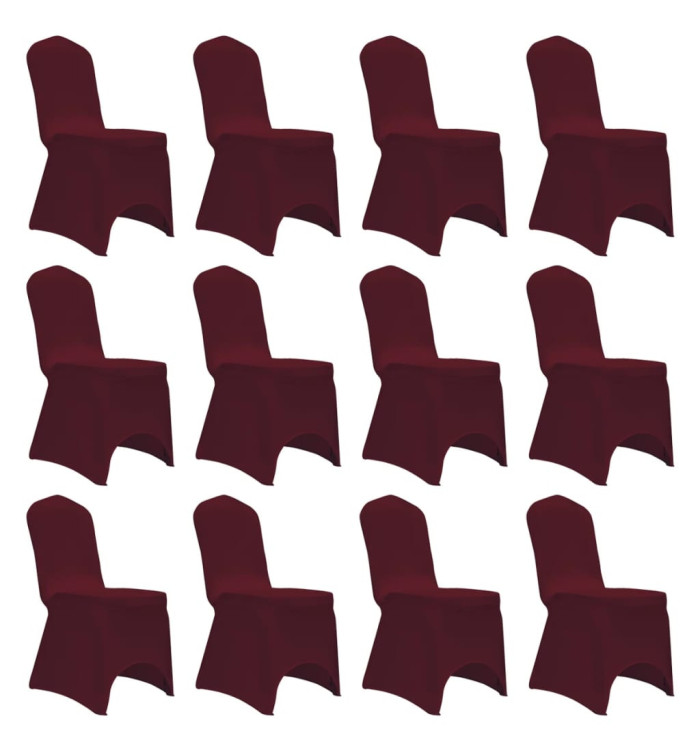 Housses élastiques de chaise Bordeaux 12 pcs | Mobilier & Déco