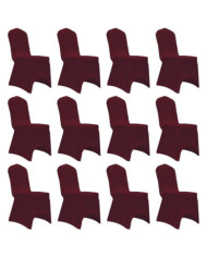 Housses élastiques de chaise Bordeaux 12 pcs | Mobilier & Déco